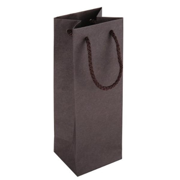 종이쇼핑백(기성) | 엠보 1병용 밤색 와인쇼핑백 (소)(90×80×250mm)(1묶음 50개)