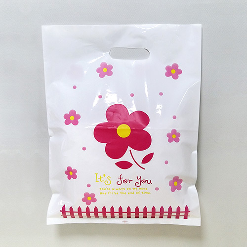 비닐쇼핑백(기성) | 비닐봉투(고급팬시용)_꽃(백색)